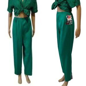 Vintage High Waist Pants 70s Cricket Lane Royal Gem Emerald Medium NWT